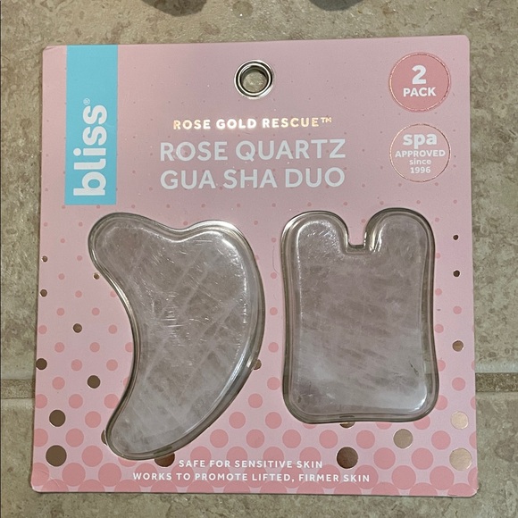 Bliss Soft Pink headband and 2 pack of rose quartz Gua Sha duo - Picture 2 of 5